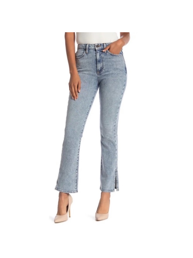 Alice + Olivia High Rise Light Wash Boot Cut Jeans